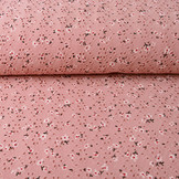 Cotton Jersey Embroidery Flowers Dark Old Pink