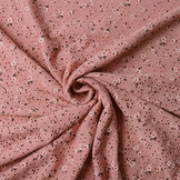 Cotton Jersey Embroidery Flowers Dark Old Pink