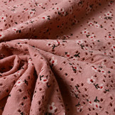 Katoen Jersey Broderie Bloemen Donker Oud Roze