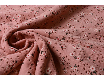 Cotton Jersey Embroidery Flowers Dark Old Pink