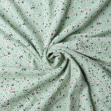 Cotton Jersey Embroidery Flowers Light Old Green