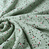 Katoen Jersey Broderie Bloemen Licht Oud Groen