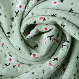 Katoen Jersey Broderie Bloemen Licht Oud Groen