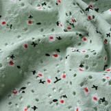 Katoen Jersey Broderie Bloemen Licht Oud Groen