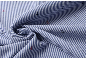 Seersucker Streifen Anker Rot Schwarz