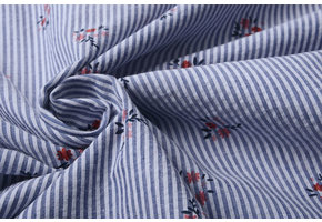 Seersucker Strepen Bloemen Rood