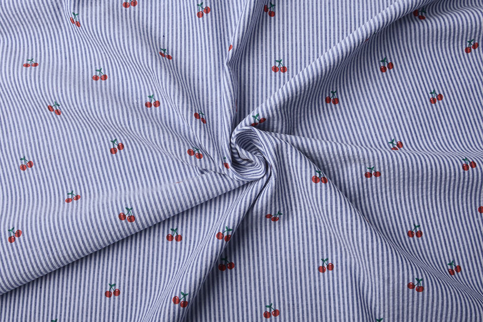 Seersucker Stripes Cherries