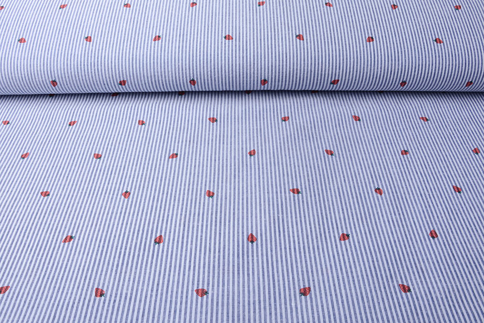 Seersucker Streifen Erdbeere