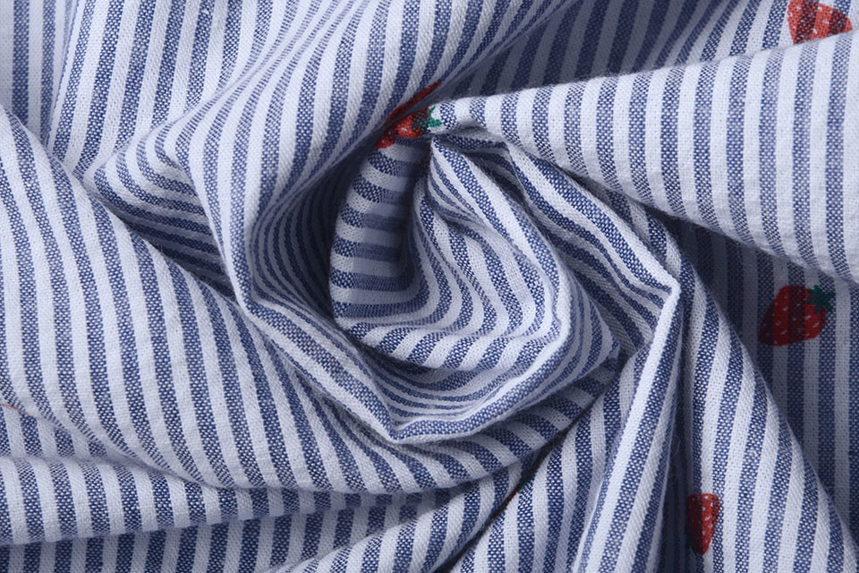 Seersucker Streifen Erdbeere