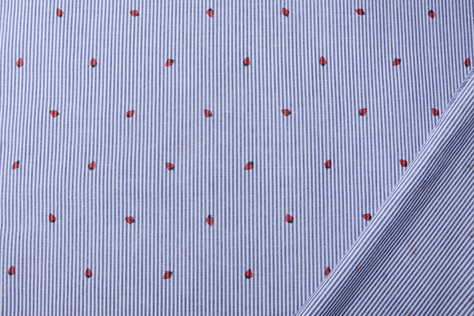 Seersucker Streifen Erdbeere