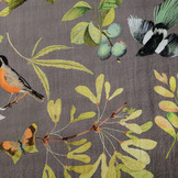 Viscose Digitaal Vogels en Vlinders Grijs