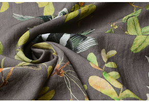 Viscose Digitaal Vogels en Vlinders Grijs