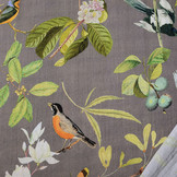 Viscose Digital Birds and Butterflies Grey