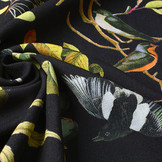 Viscose Digital Birds and Butterflies Black