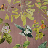 Viscose Digitaal Vogels en Vlinders Donker Oud Roze