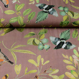 Viskose Digital Vögel und Schmetterlinge Dunkel Altrosa