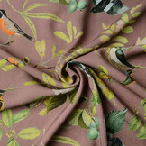 Viscose Digitaal Vogels en Vlinders Donker Oud Roze
