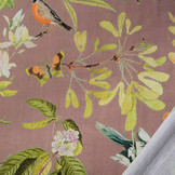 Viscose Digitaal Vogels en Vlinders Donker Oud Roze