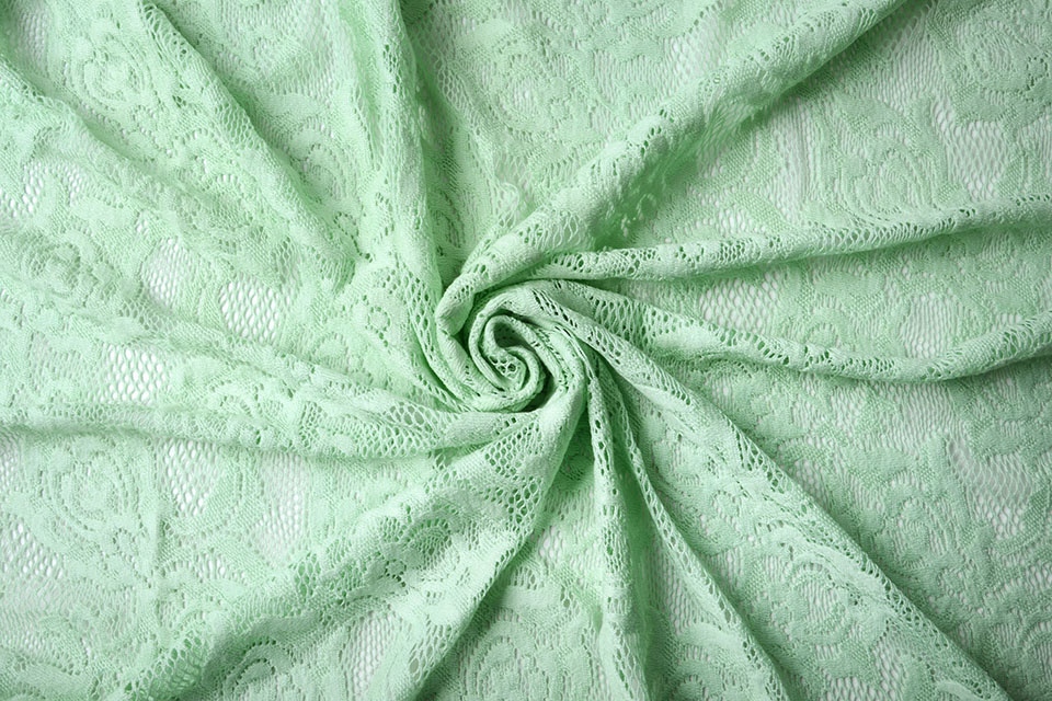 Lace Fabrics Green YES Mint Sofie Cotton -