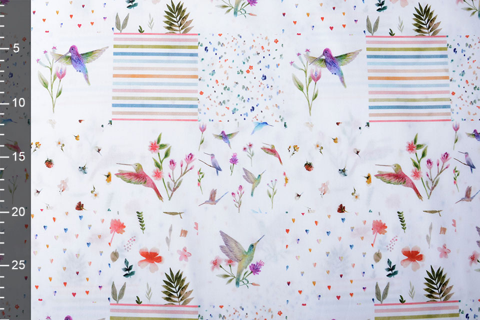 100% Digital Baumwolle Patchwork Colibrie