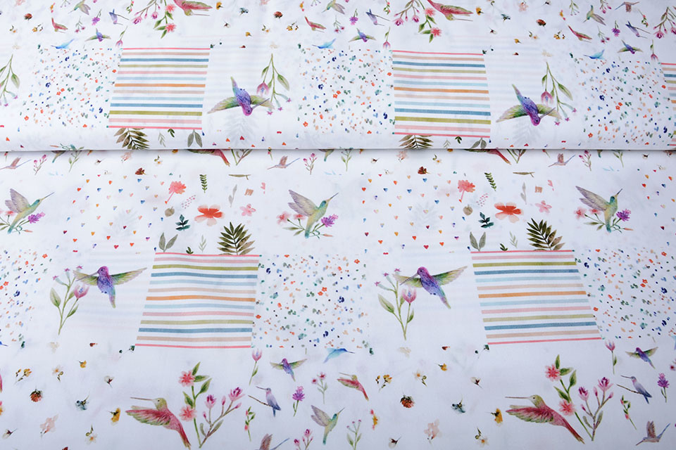 100% Digital Baumwolle Patchwork Colibrie