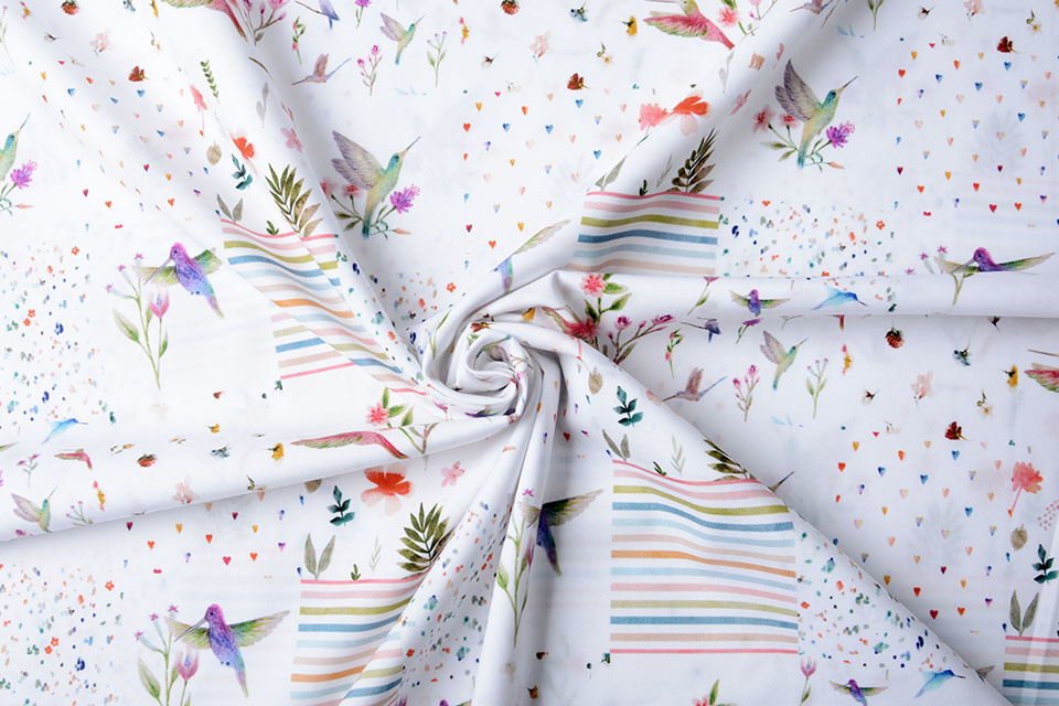 100% Digital Baumwolle Patchwork Colibrie