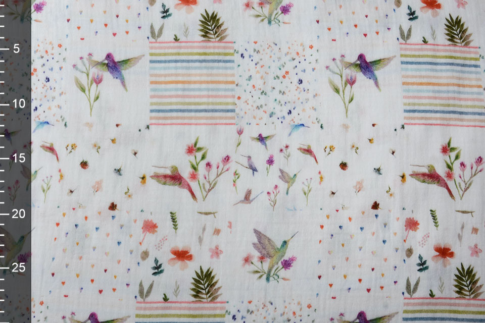 Baumwoll Musselin Patchwork Colibrie