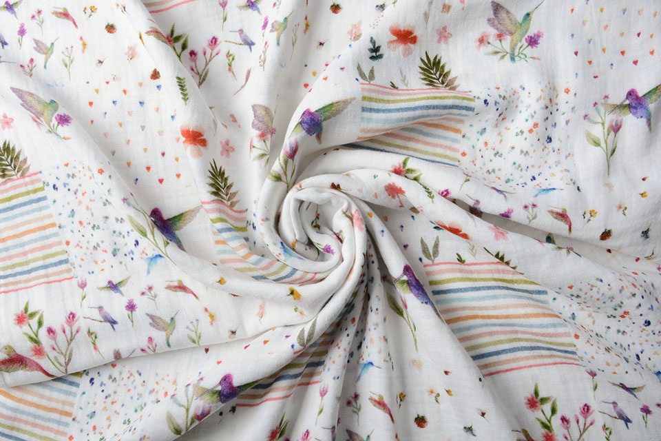 Baumwoll Musselin Patchwork Colibrie