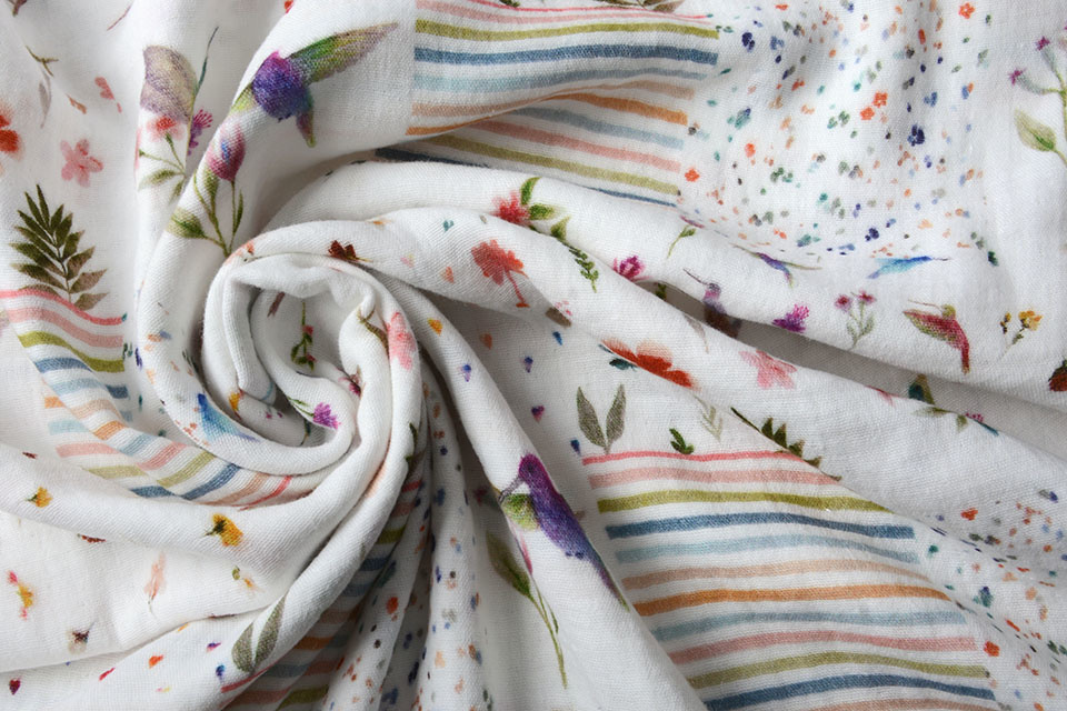 Baumwoll Musselin Patchwork Colibrie