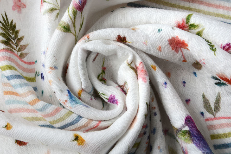 Baumwoll Musselin Patchwork Colibrie