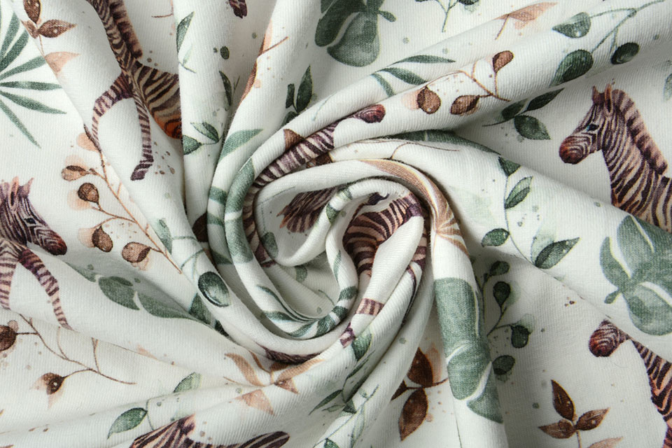 Cotton Jersey Zebra with Leaves