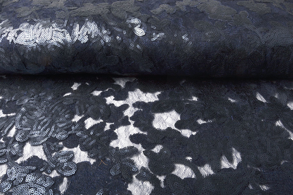 Mesh Embroidered Sequins Kiki Navy Blue