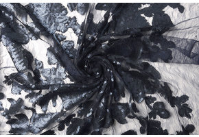 Mesh Embroidered  Sequins Kiki Navy Blue