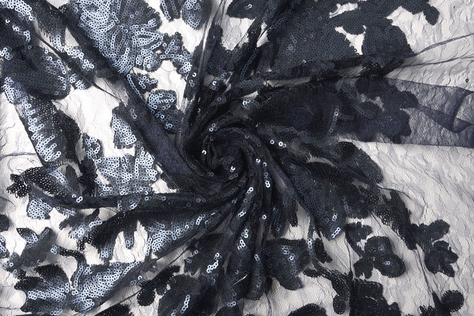 Mesh Embroidered Sequins Kiki Navy Blue