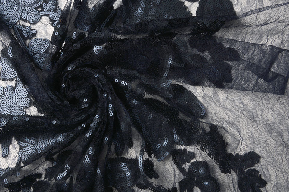 Mesh Embroidered Sequins Kiki Navy Blue