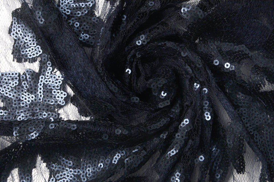 Mesh Embroidered Sequins Kiki Navy Blue