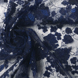 Mesh Geborduurd Pailletten Maria Koningsblauw