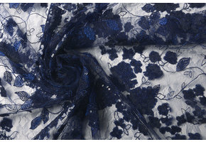 Mesh Embroidered  Sequins Maria Royal Blue