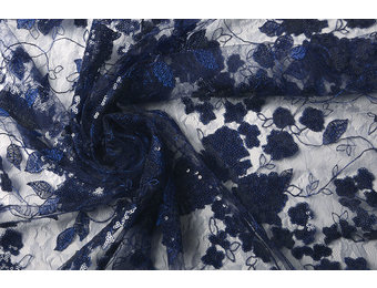 Netz Bestickt Pailletten Maria Königsblau