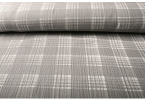 Double Gauze Fabric Check Middle Grey