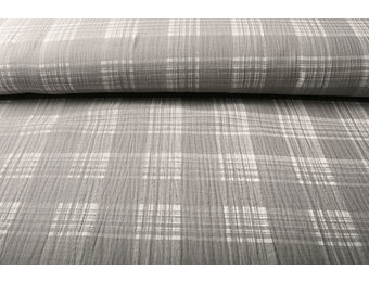 Double Gauze Fabric Check Middle Grey