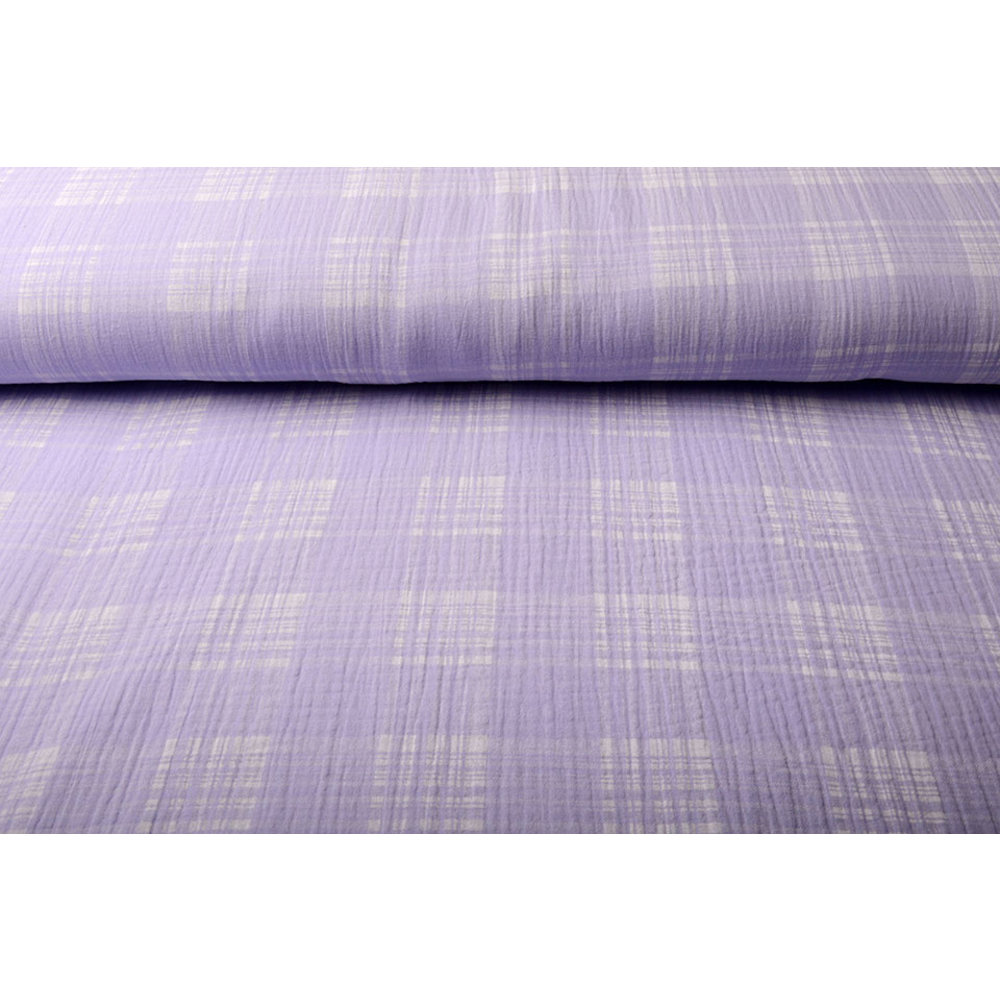 Double Gauze Fabric Check Lilac