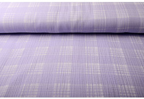 Double Gauze Fabric Check Lilac