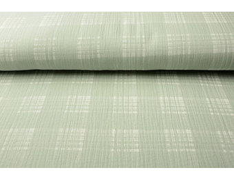 Baumwoll Musselin Stoff Karo Hell Altgrün