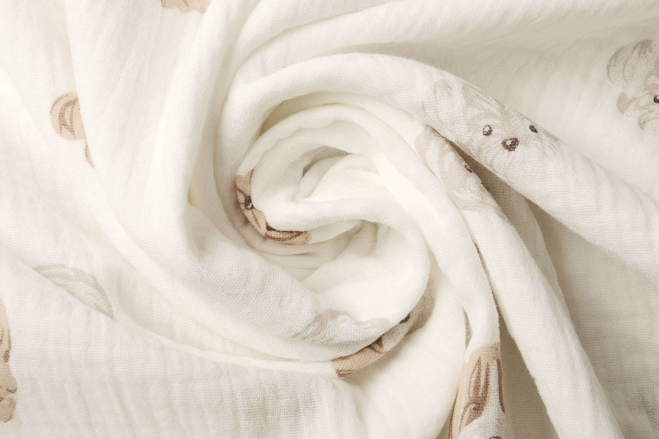 Baumwoll Musselin Stoff Hunde Off White