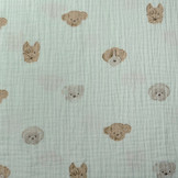 Double Gauze Fabric Dogs Light Mint Green