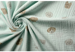 Hydrofiel Stof Hondjes Licht Mint Groen