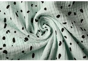 Double Gauze Fabric Dalmatian Light Mint Green
