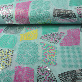 Geborduurde Pailletten op Chiffon Maya Mint