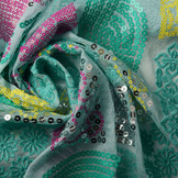 Embroidered Sequins on Chiffon Maya Mint